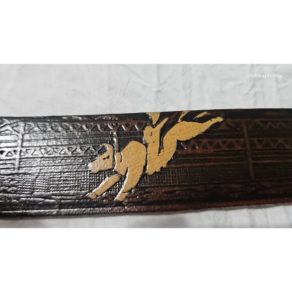 Vintage Nocona Boys Leather Belt With Western Embossed Design & Silver-Tone Buck - Picture 7 of 10